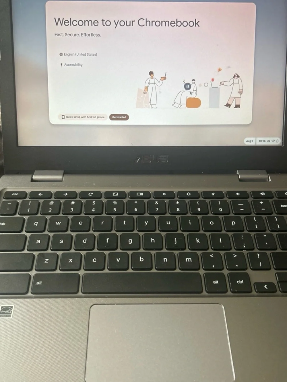 ASUS Chromebook Laptop in Dark Gray with Black Keyboard